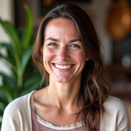 Photo of Daybreak Delights founder, Sarah Jenkins, smiling with baked goods