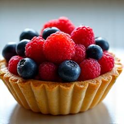 Elegant forest berry tart with fresh berries and a golden crust.