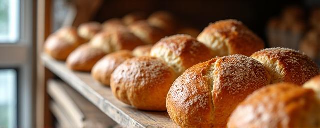 Freshly baked artisan bread and pastries on display